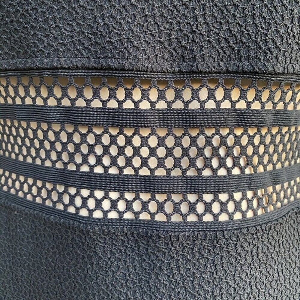 Catalina One Piece Swimsuit Sz 20W Plus Black Crochet Waist Goldtone Btn Vtg 90s - Picture 6 of 11